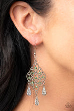 Load image into Gallery viewer, Sentimental Shimmer- Green Earrings- Paparazzi Accessories