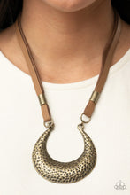 Load image into Gallery viewer, Majorly Moonstruck- Brass Necklace- Paparazzi Accessories