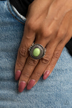 Load image into Gallery viewer, BADLANDS To The Bone - Green Stone Ring- Paparazzi Accessories