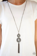 Load image into Gallery viewer, Timelessly Tasseled- Black Gunmetal Necklace -Paparazzi Accessories