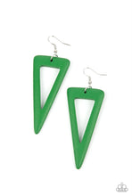 Load image into Gallery viewer, Bermuda Backpacker- Green Wood Earrings- Paparazzi Accessories
