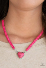 Load image into Gallery viewer, Country Sweetheart - Pink Heart Stone Necklace- Paparazzi Accessories
