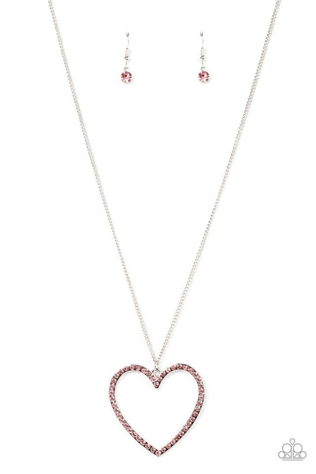 Va-Va-Valentine- Pink Heart Necklace- Paparazzi Accessories
