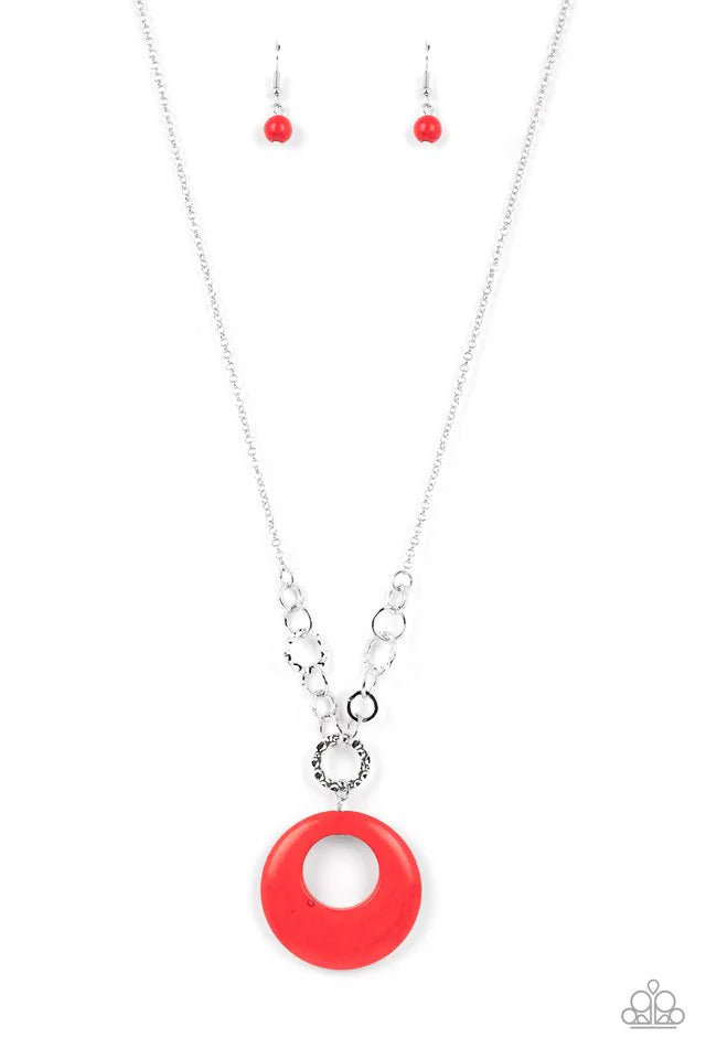 Hidden Dune - Red Necklace- Paparazzi Accessories