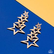 Load image into Gallery viewer, Superstar Crescendo- Gold Star Earrings- Paparazzi Accessories
