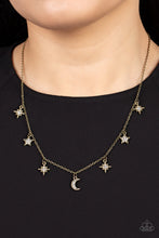 Load image into Gallery viewer, Cosmic Runway- Brass Necklace- Paparazzi Accessories
