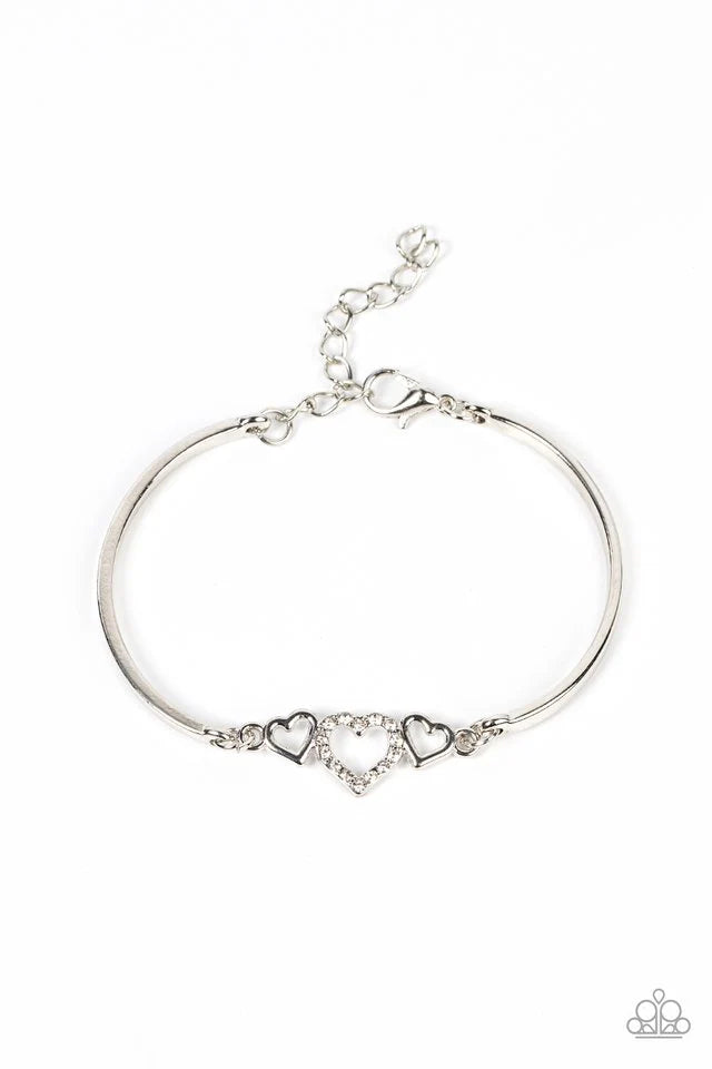 Cupids Confessions - White Heart Bracelet- Paparazzi Accessories