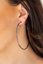 Load image into Gallery viewer, Sleek Fleek- Black Gunmetal Hoop Earrings- Paparazzi Accessories
