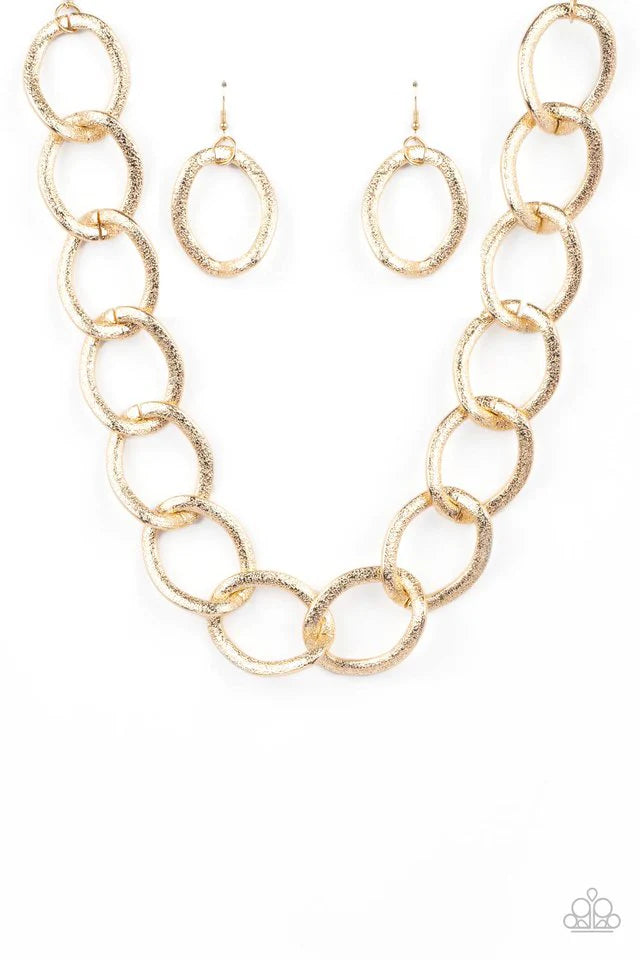 Industrial Intimidation - Gold Necklace- Paparazzi Accessories