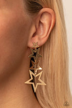Load image into Gallery viewer, Superstar Crescendo- Gold Star Earrings- Paparazzi Accessories
