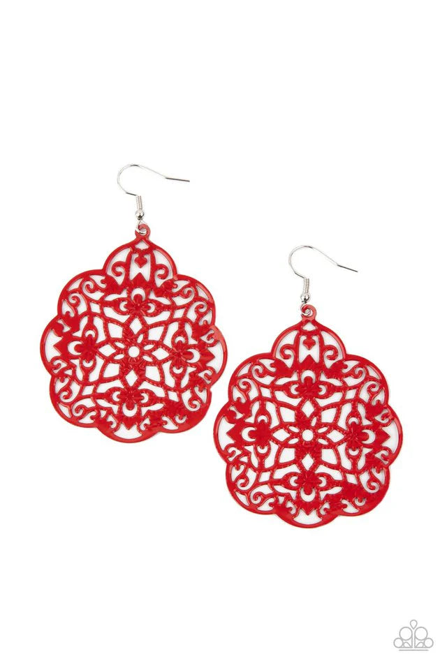 Mediterranean Eden - Red Earrings- Paparazzi Accessories