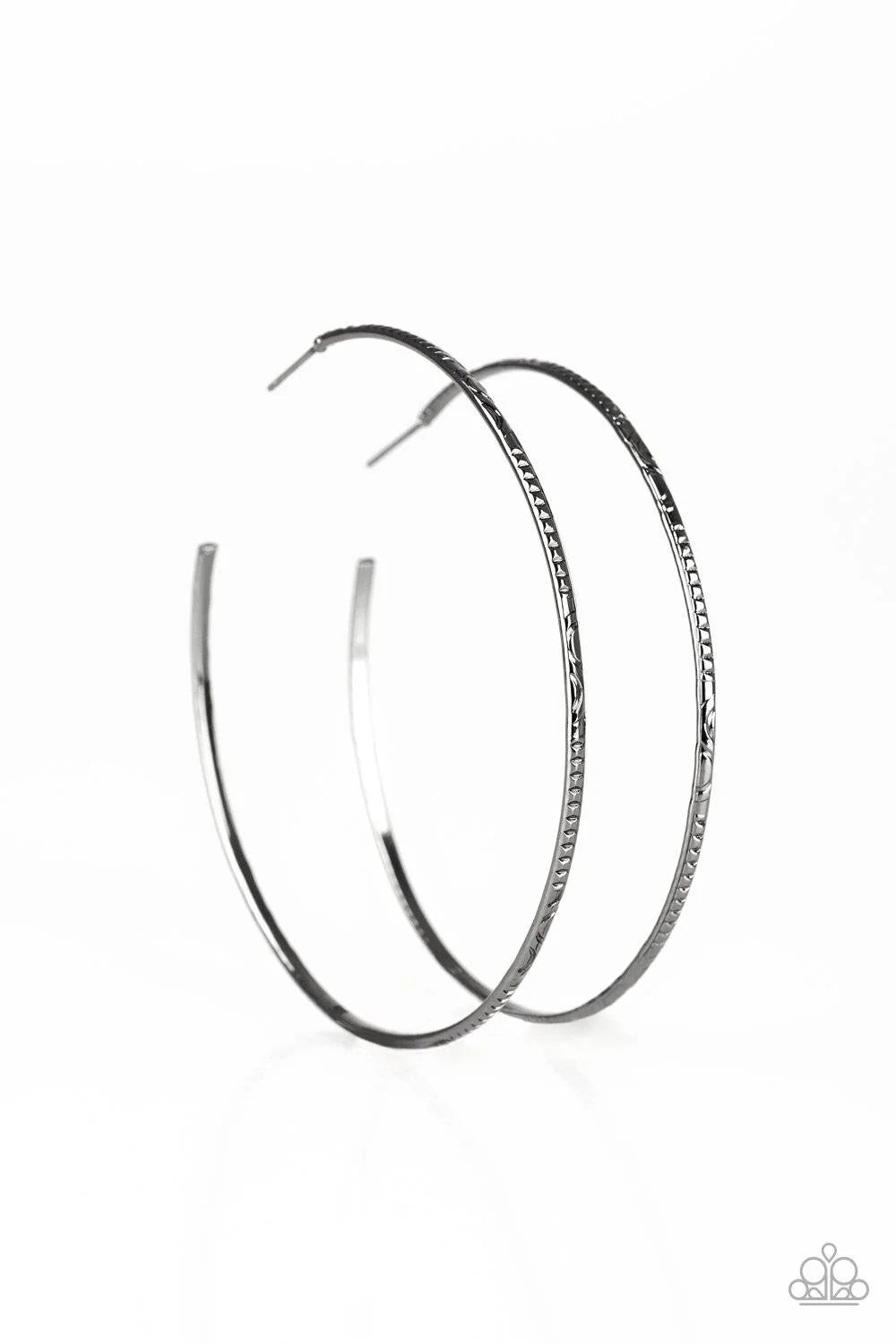 Sleek Fleek- Black Gunmetal Hoop Earrings- Paparazzi Accessories