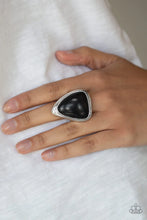 Load image into Gallery viewer, Stone Scene- Black Ring- Paparazzi Accessories
