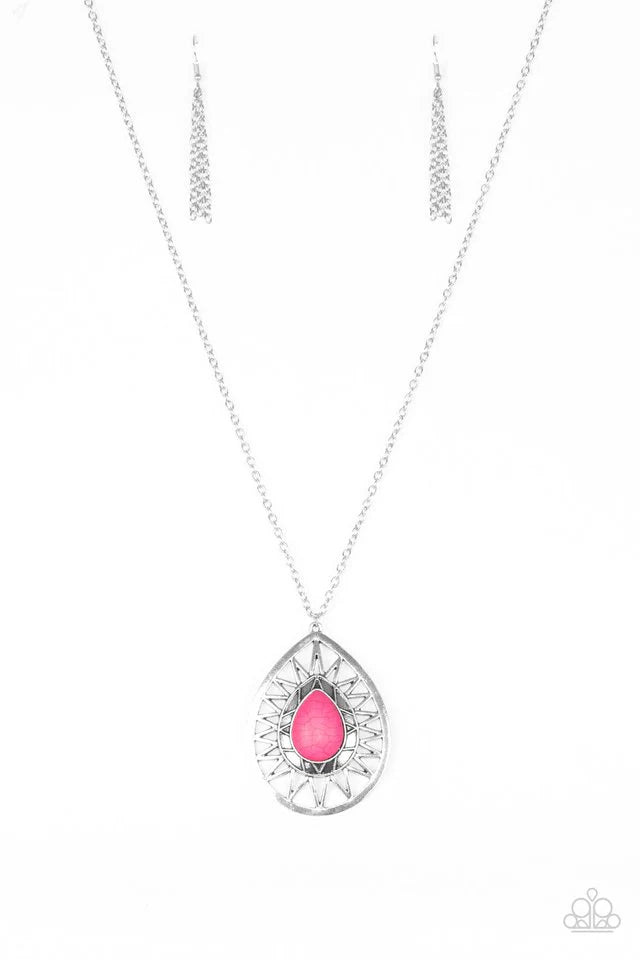 Summer Sunbeam- Pink Stone Necklace- Paparazzi Accessories