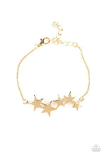 Load image into Gallery viewer, All-Star Shimmer- Gold Star Bracelet- Paparazzi Accessories
