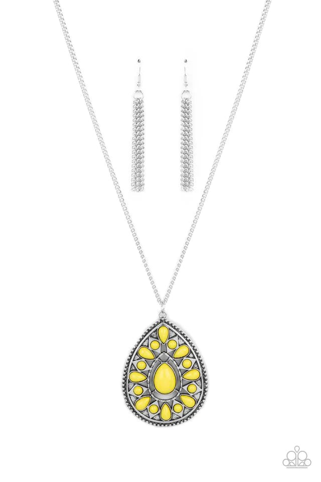 Retro Prairies- Yellow Necklace- Paparazzi Accessories