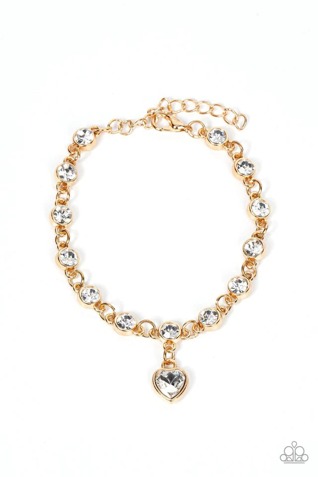 Truly Lovely- Gold Heart Bracelet- Paparazzi Accessories