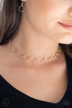 Load image into Gallery viewer, Metro Spunk- Gold Choker Necklace- Paparazzi Accessories
