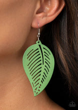Load image into Gallery viewer, Tropical Foliage- Green Wood Earrings- Paparazzi Accessories
