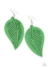 Load image into Gallery viewer, Tropical Foliage- Green Wood Earrings- Paparazzi Accessories
