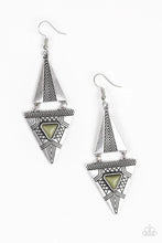 Load image into Gallery viewer, El Paso Edge - Green Earrings- Paparazzi Accessories
