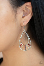 Load image into Gallery viewer, Line Crossing Sparkle - Red Earrings- Paparazzi Accessories
