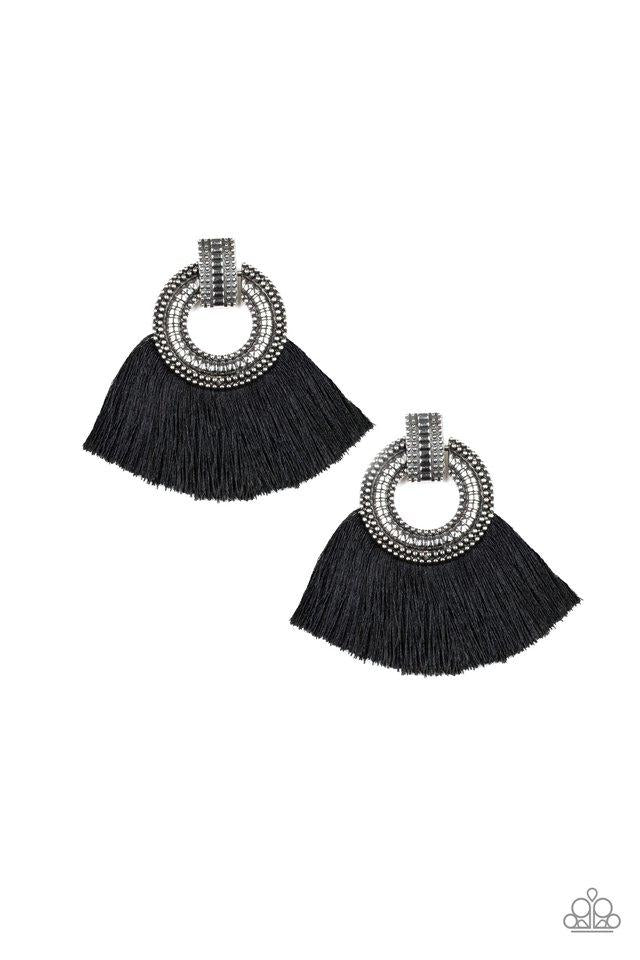 I Am Spartacus- Black Fringe Earrings- Paparazzi Accessories