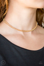 Load image into Gallery viewer, If You Dare- Gold Choker Necklace- Paparazzi Accessories
