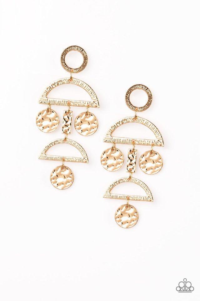 Incan Eclipse- Gold Earrings- Paparazzi Accessories