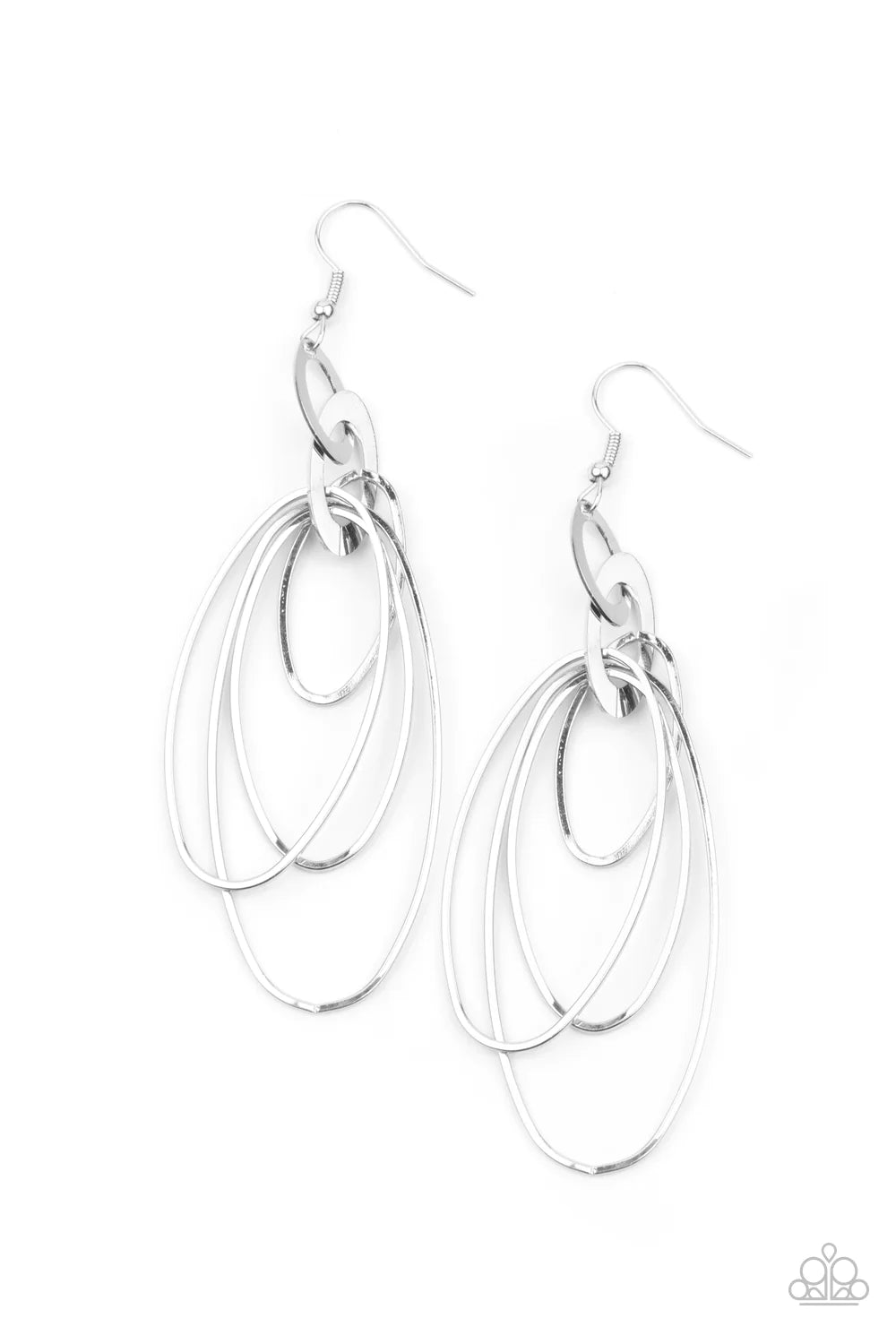 OVAL The Moon- Silver Earrings- Paparazzi Accessories