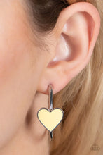 Load image into Gallery viewer, Kiss Up - Yellow Heart Hoop Earrings- Paparazzi Accessories
