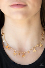 Load image into Gallery viewer, Starry Shindig- Gold Necklace- Paparazzi Accessories
