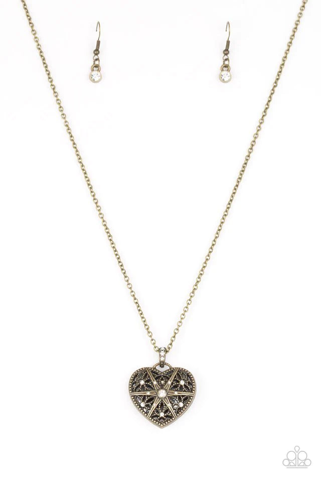 Casanova Charm- Brass Heart Necklace- Paparazzi Accessories