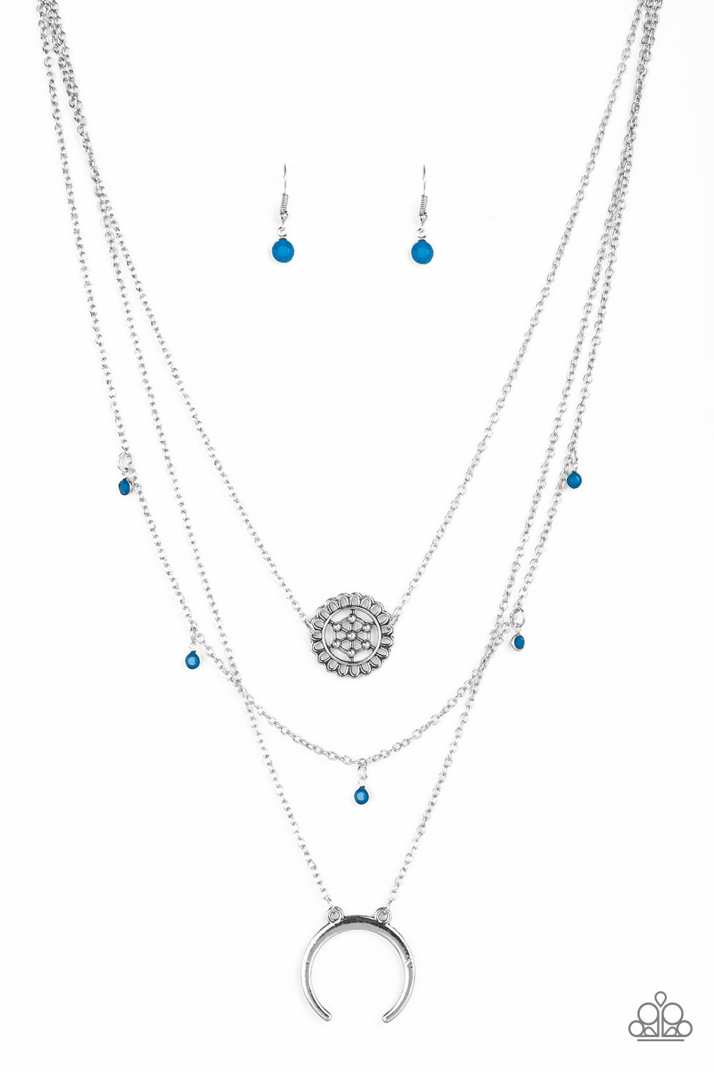 Lunar Lotus - Blue Necklace- Paparazzi Accessories