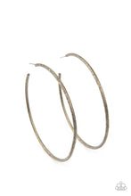 Load image into Gallery viewer, Rustic Roundabout - Brass Hoop Earrings- Paparazzi Accessories
