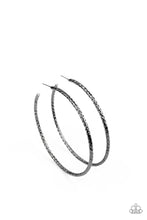 Load image into Gallery viewer, Voluptuous Volume - Black Gunmetal Hoop Earrings- Paparazzi Accessories
