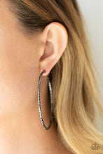 Load image into Gallery viewer, Voluptuous Volume - Black Gunmetal Hoop Earrings- Paparazzi Accessories
