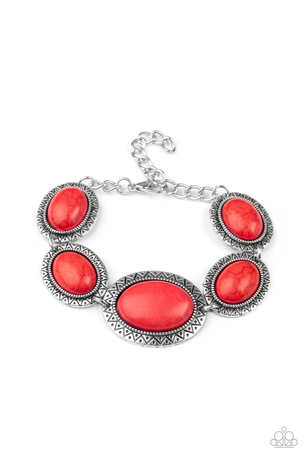 MESA Time Zone - Red Stone Bracelet- Paparazzi Accessories