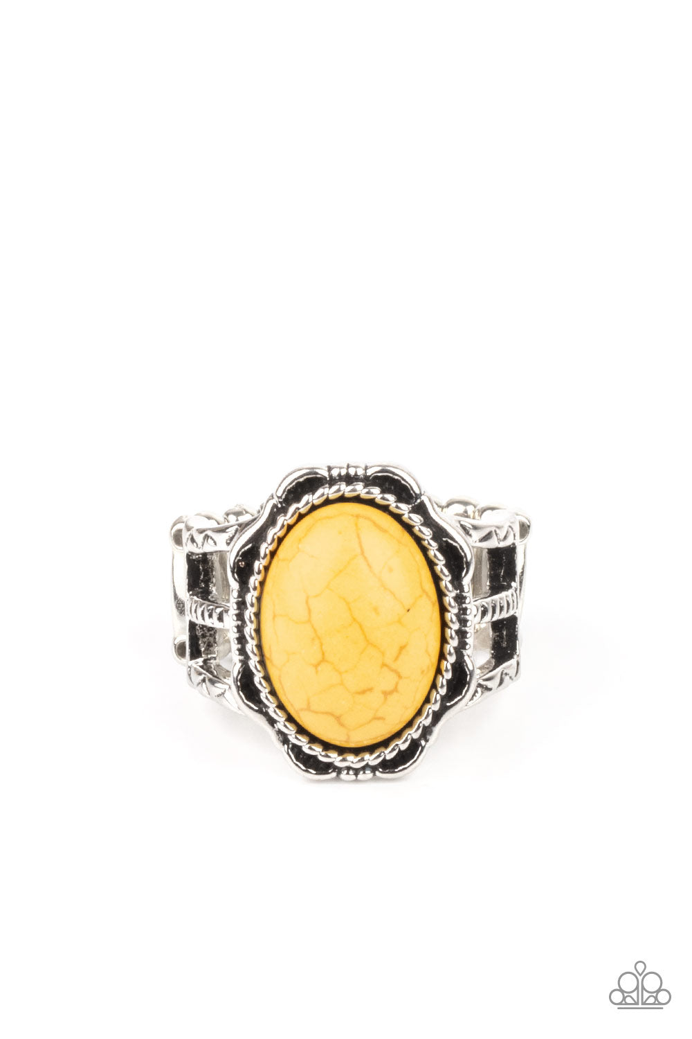 Flowering Dunes - Yellow Stone Ring- Paparazzi Accessories