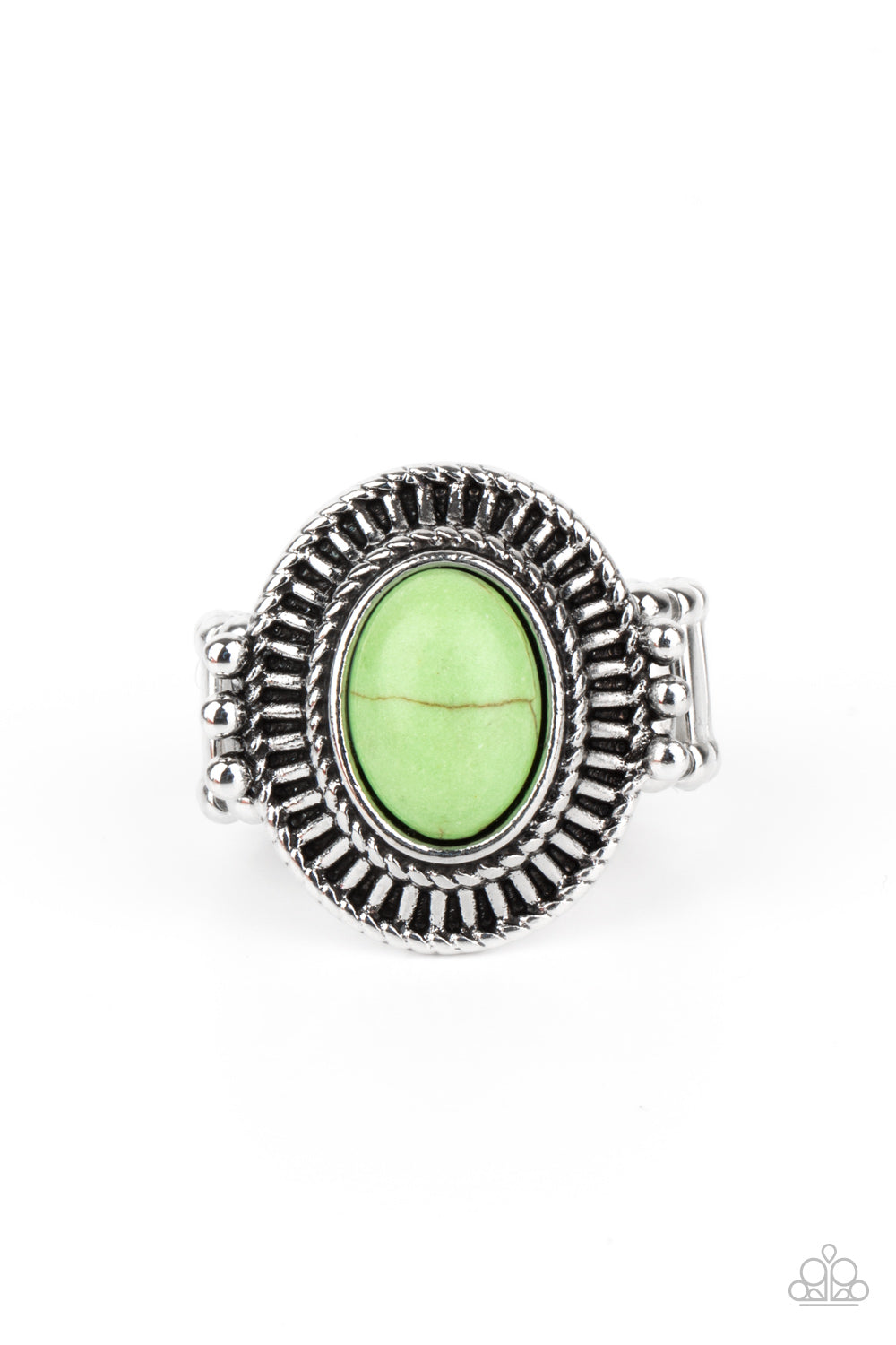 BADLANDS To The Bone - Green Stone Ring- Paparazzi Accessories