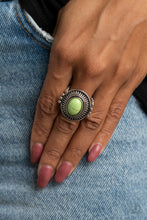 Load image into Gallery viewer, BADLANDS To The Bone - Green Stone Ring- Paparazzi Accessories
