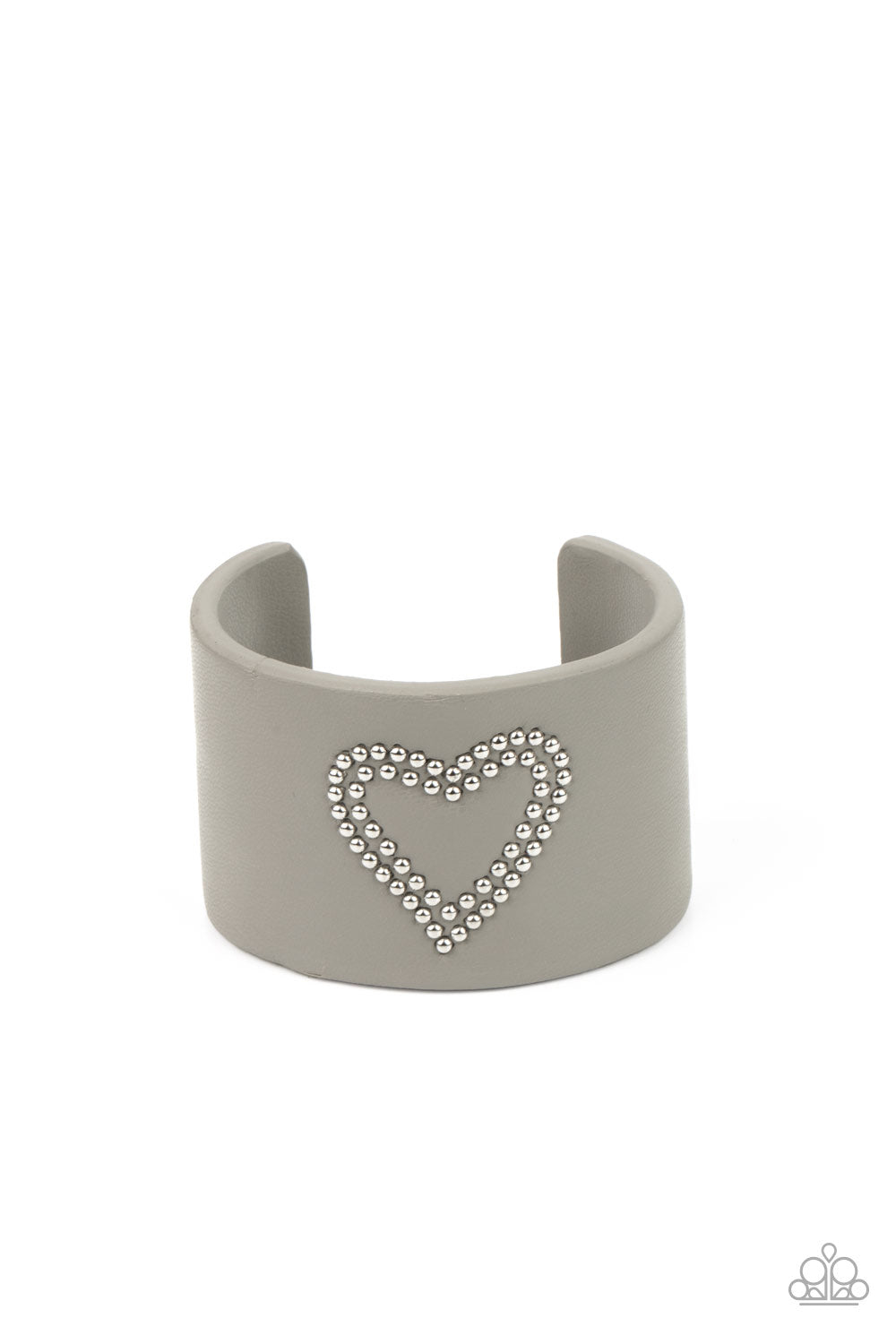 Rodeo Romance - Silver Heart Cuff Bracelet- Paparazzi Accessories