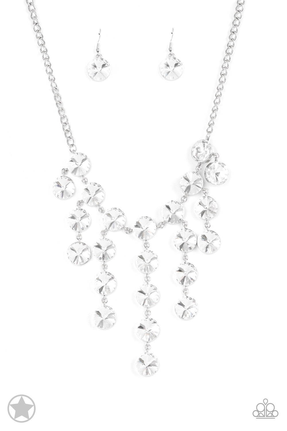 Spotlight Stunner- White Necklace- BLOCKBUSTER -Paparazzi Accessories