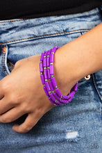 Load image into Gallery viewer, Radiantly Retro- Purple Bracelet- Paparazzi Accessories
