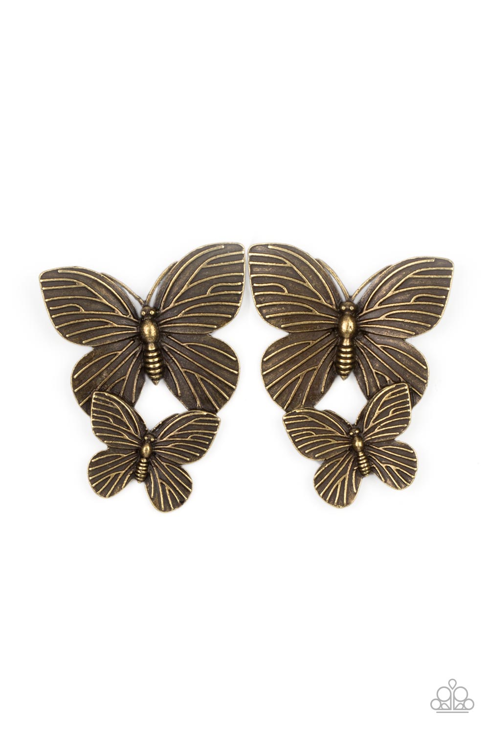 Blushing Butterflies - Brass Earrings- Paparazzi Accessories