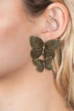 Load image into Gallery viewer, Blushing Butterflies - Brass Earrings- Paparazzi Accessories
