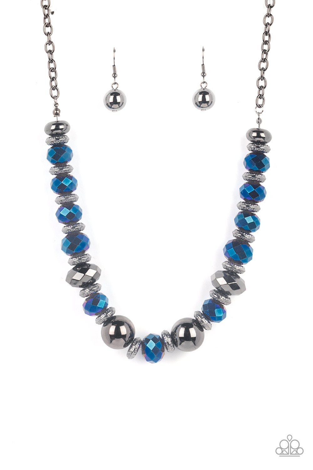 Interstellar Influencer - Blue Necklace- LIFE OF THE PARTY- Paparazzi Accessories