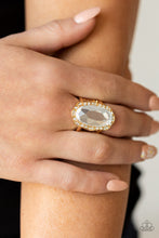 Load image into Gallery viewer, BLING To Heel- Gold Ring- LIFE OF THE PARTY- Paparazzi Accessories
