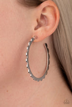 Load image into Gallery viewer, Radiant Ridges- Silver Hoop Earrings- Paparazzi Accessories
