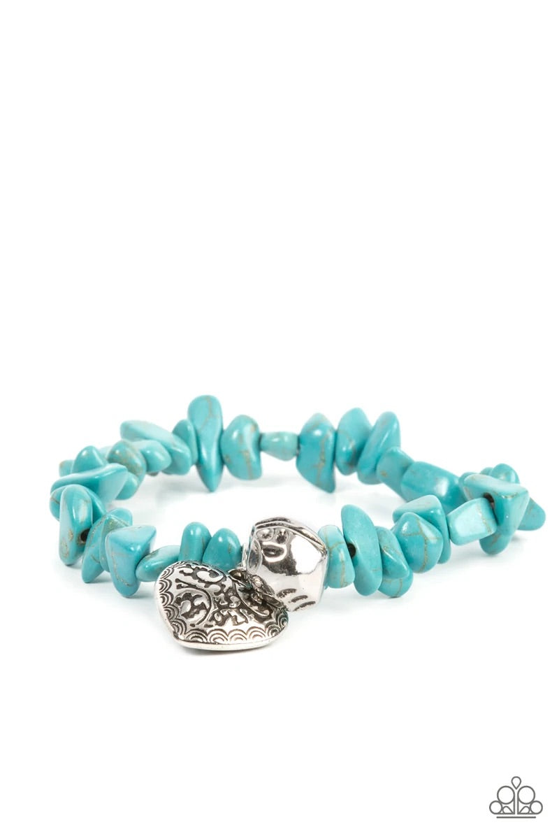 Love You To Pieces- Blue Heart Bracelet- Paparazzi Accessories